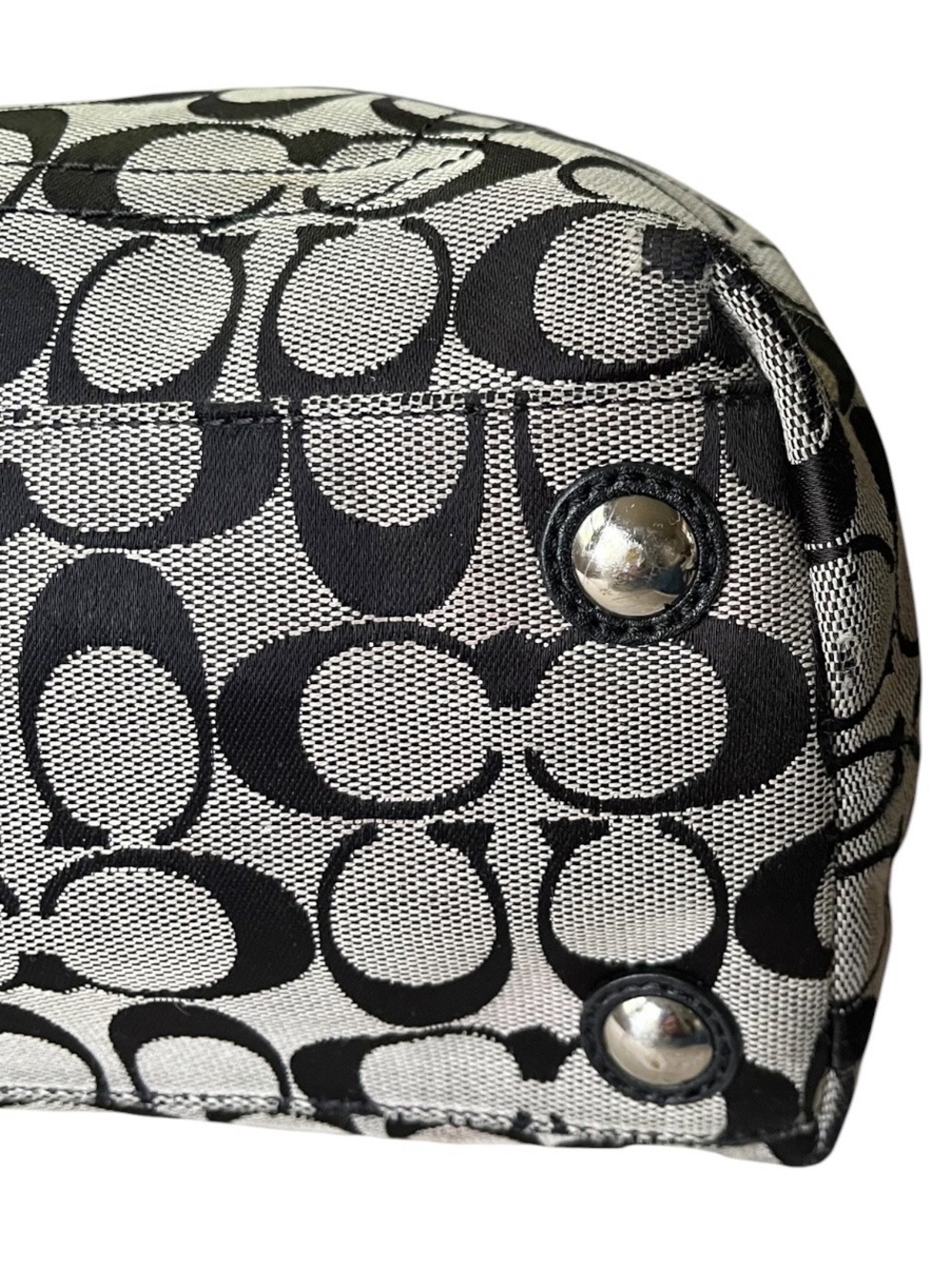 Coach Signature Penelope Black/Grey Jacquard Shoulder Bag Tote - Picture 13 of 15